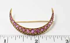 Vintage 18K Ruby Crescent Brooch