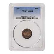 Certified Barber Dime 1902 MS64 PCGS