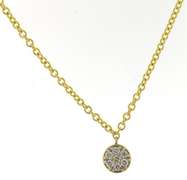 Beautiful Petite Pave Diamond Yellow Gold Necklace