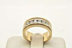 MENS 14 KT WHITE & YELLOW GOLD DIAMOND BAND