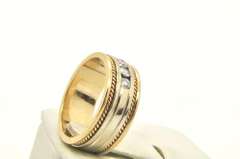 MENS 14 KT WHITE & YELLOW GOLD DIAMOND BAND