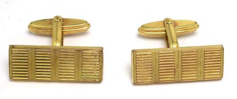 8KT  Yellow Gold Textured Cuff Links