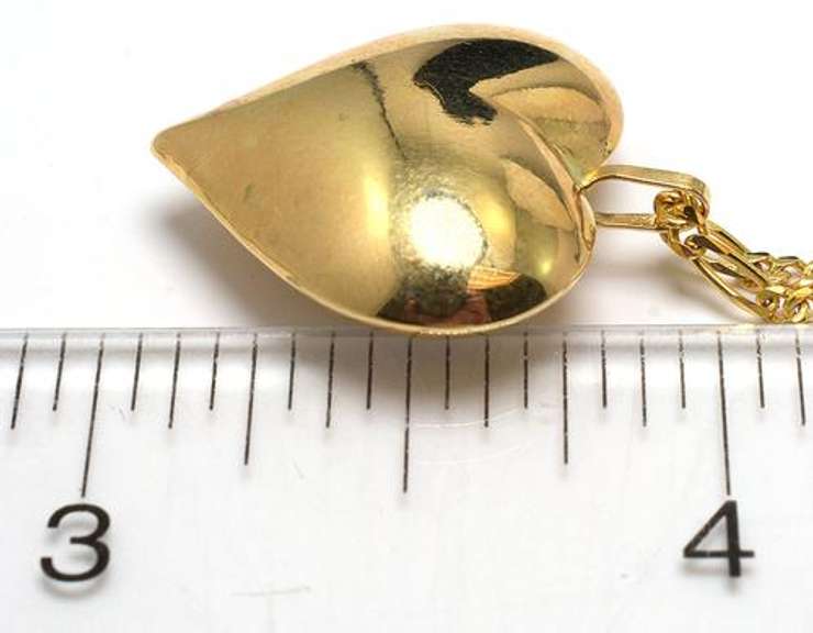 Heart Pendant on Figaro Chain in 14KT Yellow Gold