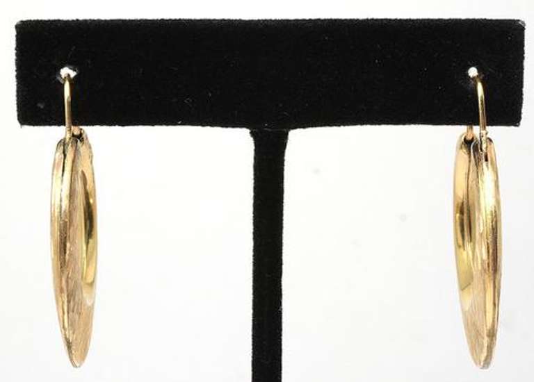 Chunky Textured Hoop Earrings in 14KT Yellow Gold