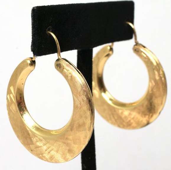 Chunky Textured Hoop Earrings in 14KT Yellow Gold