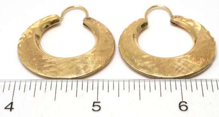 Chunky Textured Hoop Earrings in 14KT Yellow Gold