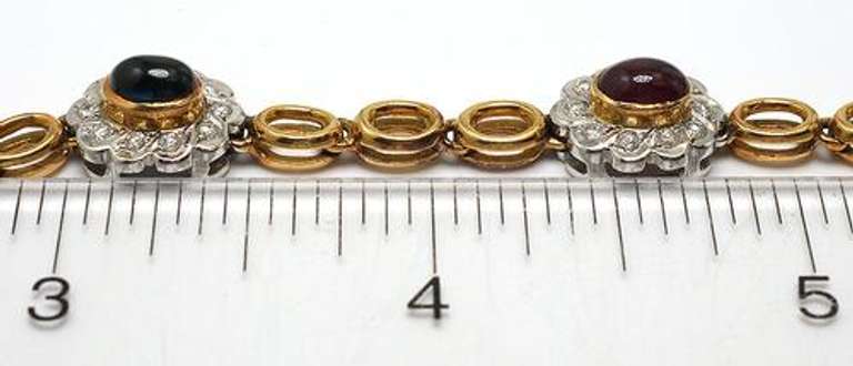 18KT Emerald, Ruby, & Sapphire Bracelet with Diamonds