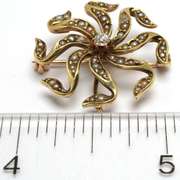 Vintage Diamond & Pearl Pin in 14KT Yellow Gold