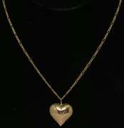 Heart Pendant on Figaro Chain in 14KT Yellow Gold