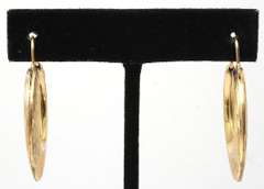 Chunky Textured Hoop Earrings in 14KT Yellow Gold