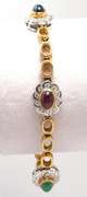 18KT Emerald, Ruby, & Sapphire Bracelet with Diamonds