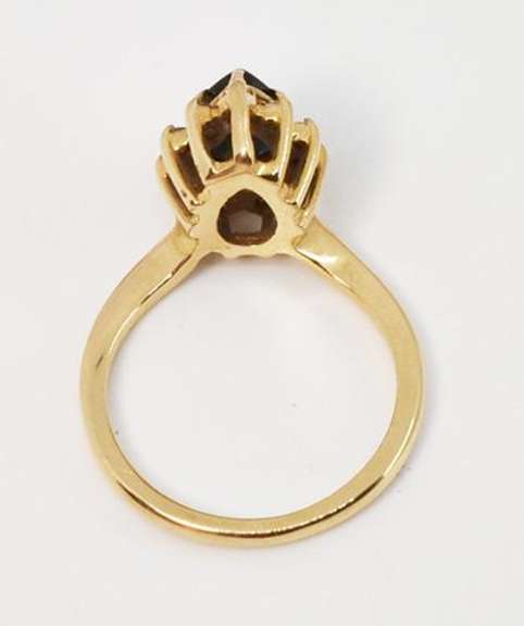 Classy Pear Sapphire and Diamond Ring in 14K
