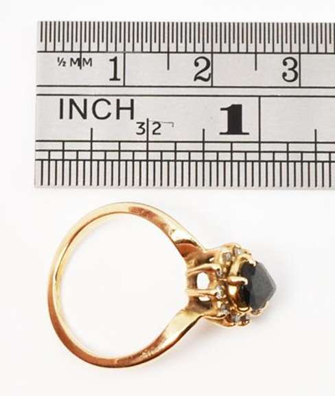 Classy Pear Sapphire and Diamond Ring in 14K