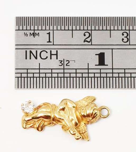 Cute Cupid and Diamond Pendant in 14K