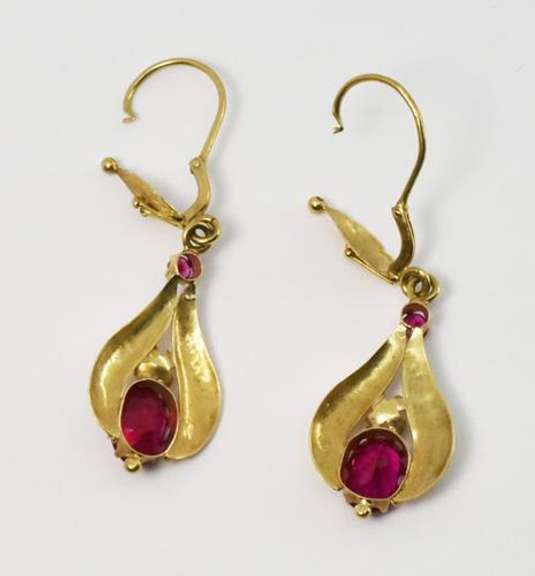 Alluring Ruby Drop Earrings in 14K Yellow Gold
