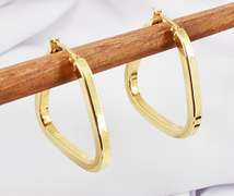 Fashionable Squared Hoop Earrings in 14K