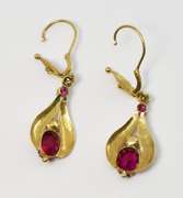 Alluring Ruby Drop Earrings in 14K Yellow Gold