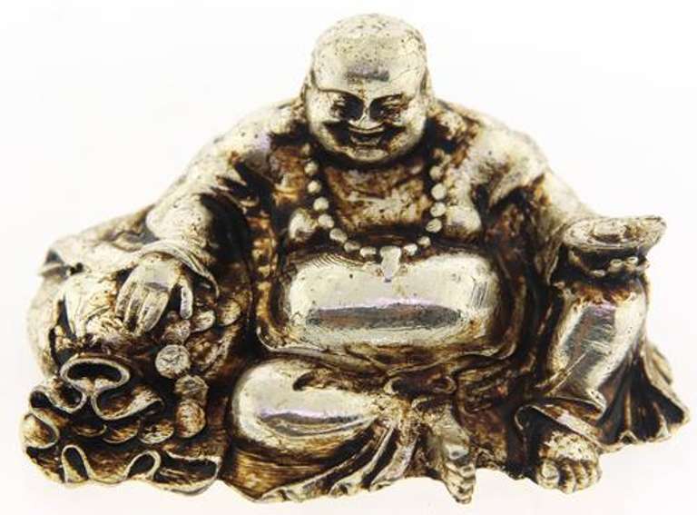 Tibetan Crafted Laughing Buddha Ingot Sculpture