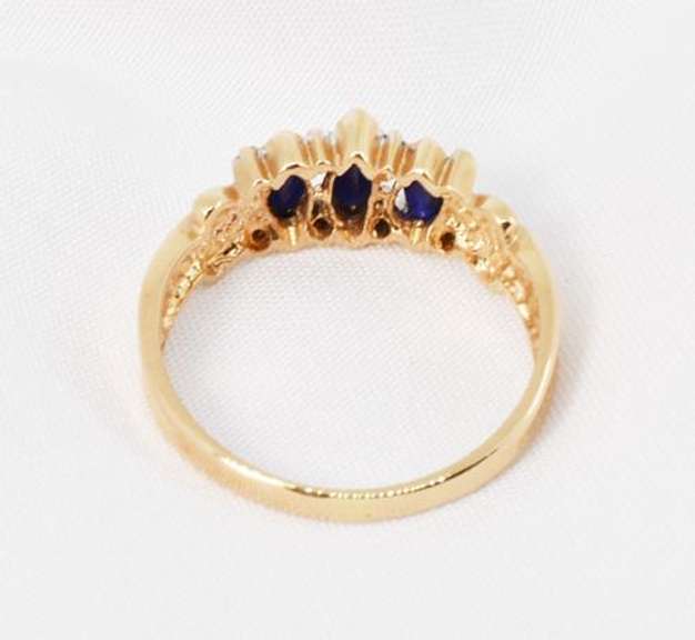 Formal Marquise Sapphire and Diamond Ring in 14K