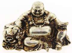 Tibetan Crafted Laughing Buddha Ingot Sculpture