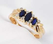 Formal Marquise Sapphire and Diamond Ring in 14K