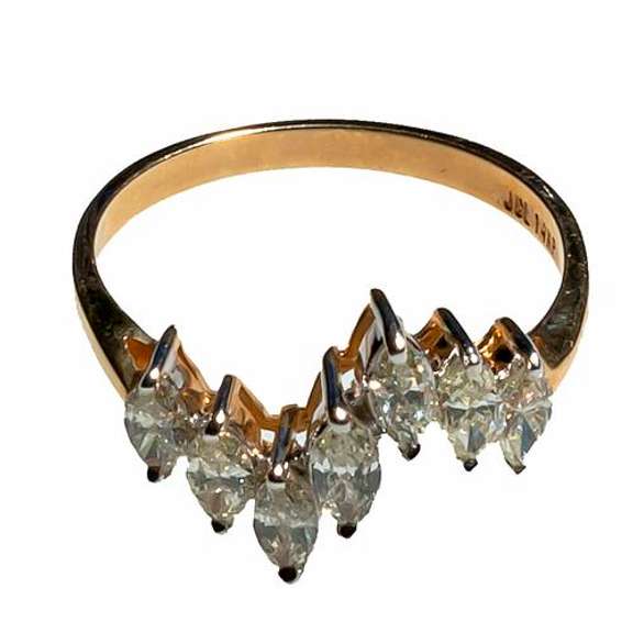 14 K  Yellow Gold 7 Marquise Diamond Ring