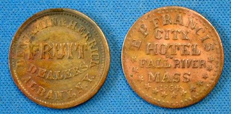 Two Civil War Store Card Tokens