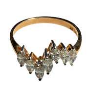 14 K  Yellow Gold 7 Marquise Diamond Ring