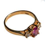 14k Yellow Gold Diamond And Amethyst Ring
