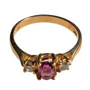14k Yellow Gold Diamond And Amethyst Ring