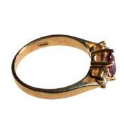 14k Yellow Gold Diamond And Amethyst Ring