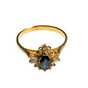 14k Yellow Gold 14 Diamond And Sapphire Ring