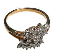 14 K Yellow Gold And Multi Diamond Cocktail Ring