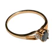 14k Yellow Gold Diamond And Sapphire Ring