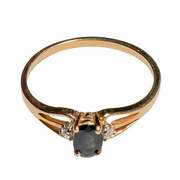 14k Yellow Gold Diamond And Sapphire Ring