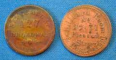 Two Civil War Store Card Tokens