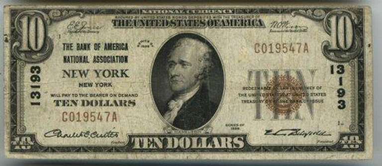 1929 Series $10 National of New York, NY (13193)