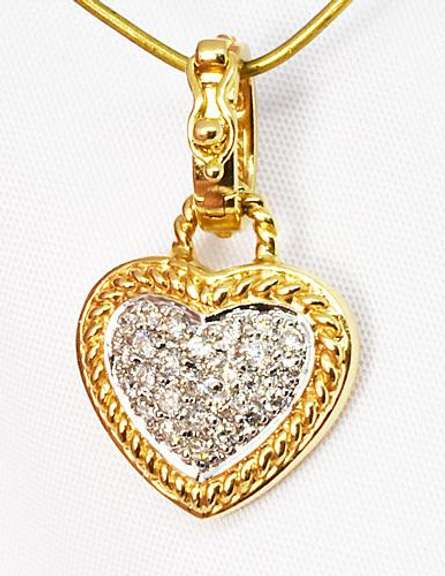 Elegant Pave Diamond Heart in W&Y 14K Gold