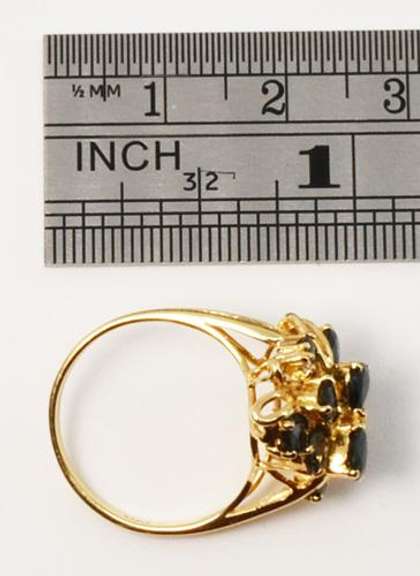 Artsy Sapphire and Diamond Ring in 14K YG