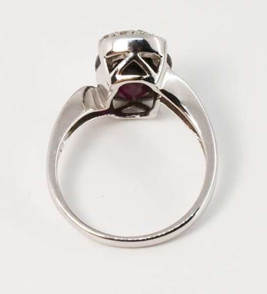 Stately Garnet and Diamond Ring in 14K WG