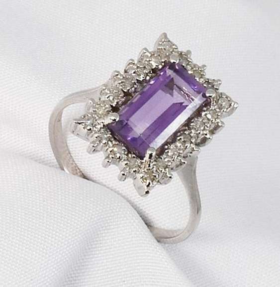 Formal Amethyst and Diamond Ring in 14K WG