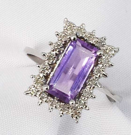 Formal Amethyst and Diamond Ring in 14K WG