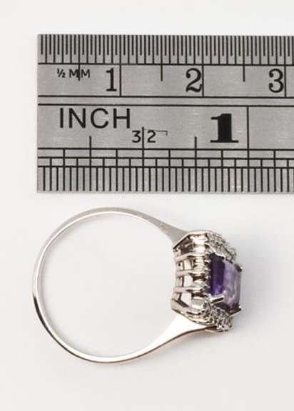 Formal Amethyst and Diamond Ring in 14K WG