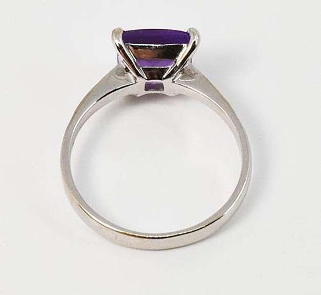 Chic Amethyst and Diamond Ring in 14K White Gold