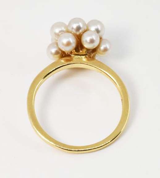 Lustrous Pearl Cluster Ring in 14K Yellow Gold
