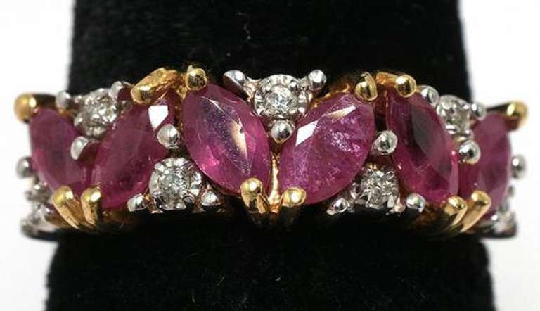 Ruby & Diamond Band Ring, 14KT