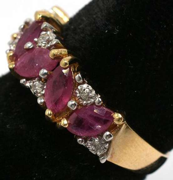Ruby & Diamond Band Ring, 14KT