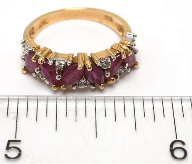 Ruby & Diamond Band Ring, 14KT