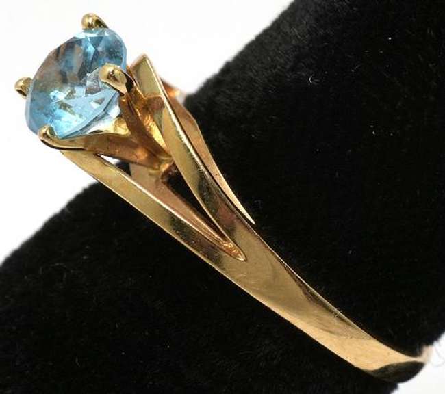 Blue Topaz Solitaire Ring in 14KT