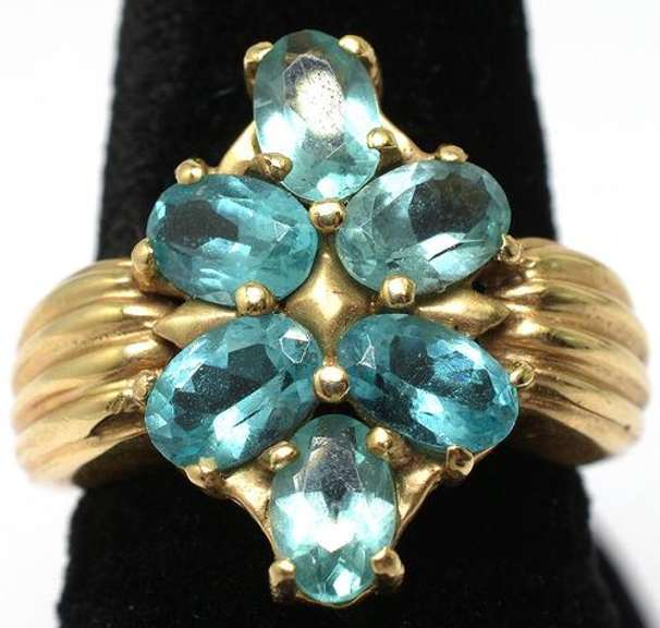 Vintage Blue Tourmaline Ring in 14KT Gold